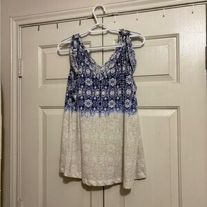 Sonoma Blue and White Patterned Tank Top